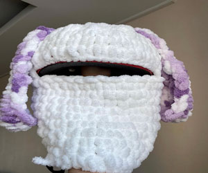 white and purple balaclava